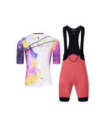 HOLOKOLO Cycling short sleeve jersey and shorts - SPLASH - pink/purple/multicolour