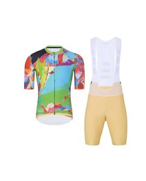 HOLOKOLO Cycling short sleeve jersey and shorts - DEER - beige/green/multicolour