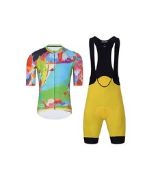 HOLOKOLO Cycling short sleeve jersey and shorts - DEER - yellow/green/multicolour