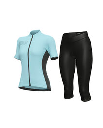 ALÉ Cycling short sleeve jersey and shorts - COLOR BLOCK LADY - black/blue
