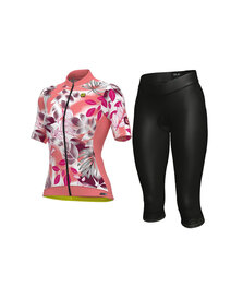 ALÉ Cycling short sleeve jersey and shorts - PR-S GARDEN LADY - pink/black