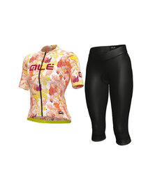 ALÉ Cycling short sleeve jersey and shorts - PR-S AMAZZONIA LADY - black/orange