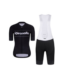 RIVANELLE Cycling short sleeve jersey and shorts - GEAR UP - white/black