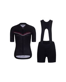 RIVANELLE Cycling short sleeve jersey and shorts - LEVEL UP  - black/white