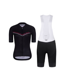 RIVANELLE BY HOLOKOLO Cycling short sleeve jersey and shorts - LEVEL UP - white/black