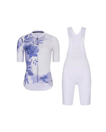 RIVANELLE Cycling short sleeve jersey and shorts - FLOWERY - white/blue