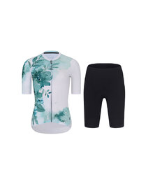 RIVANELLE BY HOLOKOLO Cycling short sleeve jersey and shorts - FLOWERY LADY - green/black