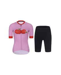 RIVANELLE BY HOLOKOLO Cycling short sleeve jersey and shorts - FRUIT LADY - red/black/pink