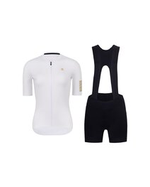RIVANELLE Cycling short sleeve jersey and shorts - VICTORIOUS GOLD LADY - white/black