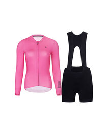 RIVANELLE Cycling long sleeve jersey and bibtights - VICTORIOUS ELITE - black/pink