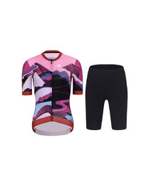 RIVANELLE Cycling short sleeve jersey and shorts - SUNSET ELITE LADY - pink/multicolour/black