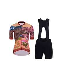 RIVANELLE Cycling short sleeve jersey and shorts - FREE ELITE LADY LIMI - orange/black/multicolour