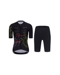 RIVANELLE Cycling short sleeve jersey and shorts - MAAPPI DARK - pink/black