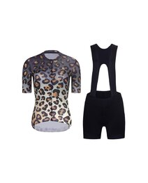 RIVANELLE Cycling short sleeve jersey and shorts - WILDCAT  - brown/black
