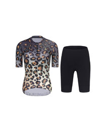 RIVANELLE Cycling short sleeve jersey and shorts - WILDCAT - black/brown