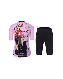 RIVANELLE BY HOLOKOLO Cycling short sleeve jersey and shorts - VOGUE - pink/black