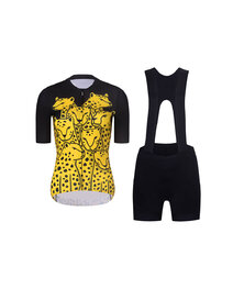RIVANELLE Cycling short sleeve jersey and shorts - CHEETAH II - yellow/black