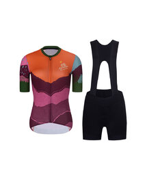 RIVANELLE Cycling short sleeve jersey and shorts - SERENITY  - black/red/purple
