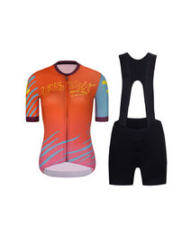 RIVANELLE Cycling short sleeve jersey and shorts - LESS TALK  - black/red/multicolour