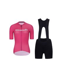 RIVANELLE Cycling short sleeve jersey and shorts - DRAW UP  - black/pink