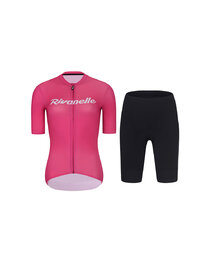 RIVANELLE Cycling short sleeve jersey and shorts - DRAW UP - black/pink