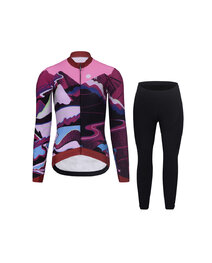 RIVANELLE Cycling winter set with jacket - SUNSET WINTER - multicolour/pink/black