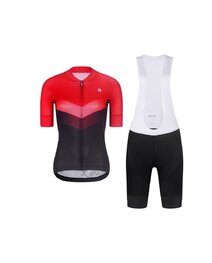 RIVANELLE Cycling short sleeve jersey and shorts - ARROW II - red/black