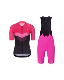 RIVANELLE Cycling short sleeve jersey and shorts - ARROW II - pink/black