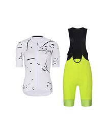 RIVANELLE Cycling short sleeve jersey and shorts - PASSION - white/yellow/black