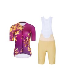 RIVANELLE Cycling short sleeve jersey and shorts - BAROC - yellow/beige/purple