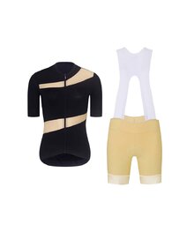 RIVANELLE Cycling short sleeve jersey and shorts - GLAMOR - beige/black