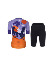 RIVANELLE Cycling short sleeve jersey and shorts - STALLION - orange/purple