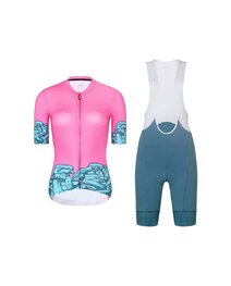 RIVANELLE Cycling short sleeve jersey and shorts - MEDUSA - turquoise/pink/green