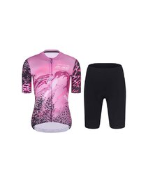 RIVANELLE Cycling short sleeve jersey and shorts - ROSESCAPE - pink/purple
