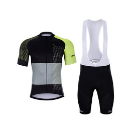HOLOKOLO Cycling short sleeve jersey and shorts - ENGRAVE - grey/green/black