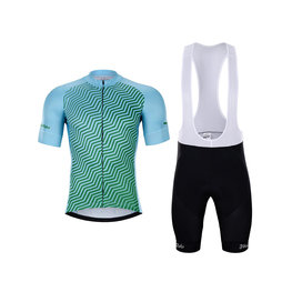 HOLOKOLO Cycling short sleeve jersey and shorts - DAYBREAK - light blue/black/green