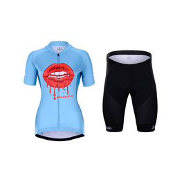 HOLOKOLO Cycling short sleeve jersey and shorts - CASSIS LADY - black/light blue
