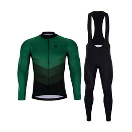 HOLOKOLO Cycling long sleeve jersey and bibtights - NEW NEUTRAL SUMMER - green/black