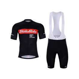 HOLOKOLO Cycling short sleeve jersey and shorts - OBSIDIAN - red/black