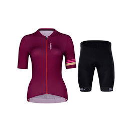 HOLOKOLO Cycling short sleeve jersey and shorts - HAPPY ELITE LADY - bordeaux/black