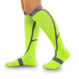 MONTON Cycling knee-socks - FLUORESCENT - yellow/grey