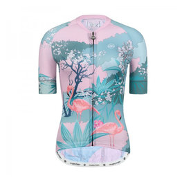 MONTON Cycling short sleeve jersey - FLAMINGO LADY - pink/white