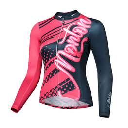 MONTON Cycling summer long sleeve jersey - FERNYARN LADY SUMMER - black/red