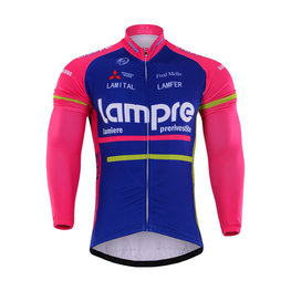 Cycling winter long sleeve jersey - LAMPRE 2017 WINTER - blue/pink