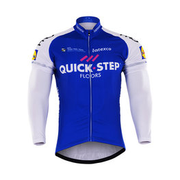 Cycling winter long sleeve jersey - QUICKSTEP 2017 WNT - white/blue