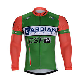 Cycling winter long sleeve jersey - BARDIANI 2018 WINTER - green/orange