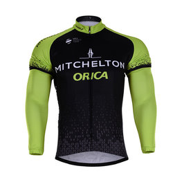 Cycling winter long sleeve jersey - ORICA 2018 WINTER - black/green