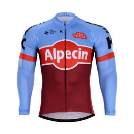Cycling winter long sleeve jersey - KATUSHA 2018 WINTER - bordeaux/red/light blue
