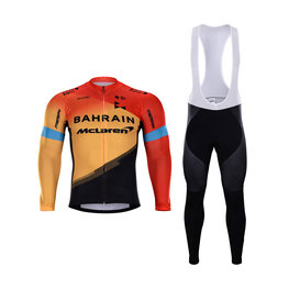 BONAVELO Cycling long sleeve jersey and bibtights - BAHRAIN MCL. '20 SMR - yellow/black/red