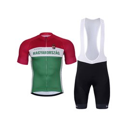 BONAVELO Cycling short sleeve jersey and shorts - HUNGARY - green/white/black/red